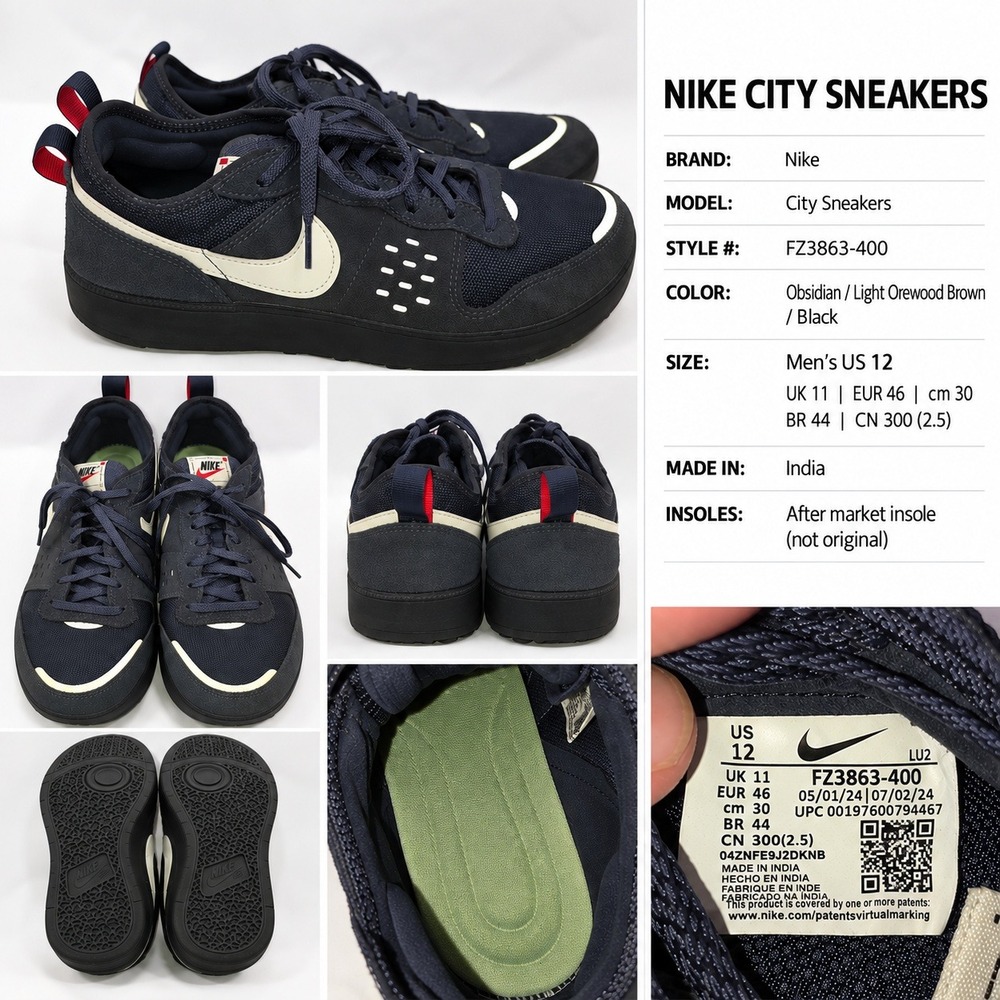 Nike City Sneakers Obsidian Light Orewood Brown FZ3863-400 Mens 12 Low Top